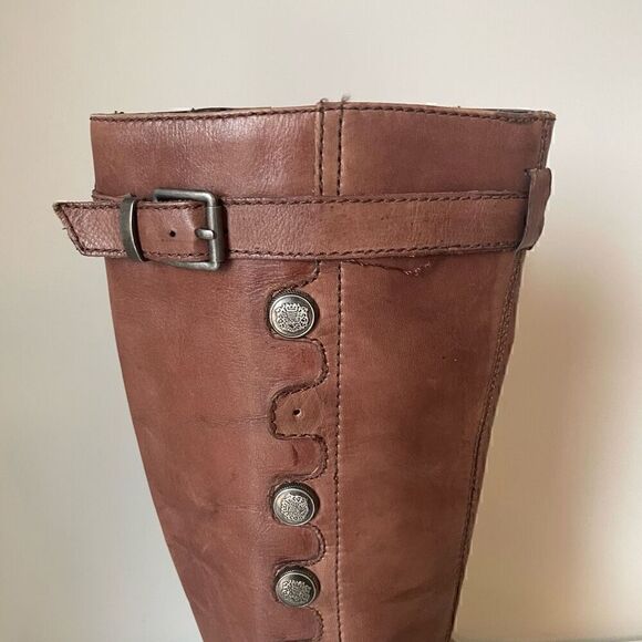 Arturo Chiang Knee High Brown Leather Riding Boots Size 6.5 Buttons Zip Up - Picture 11 of 13